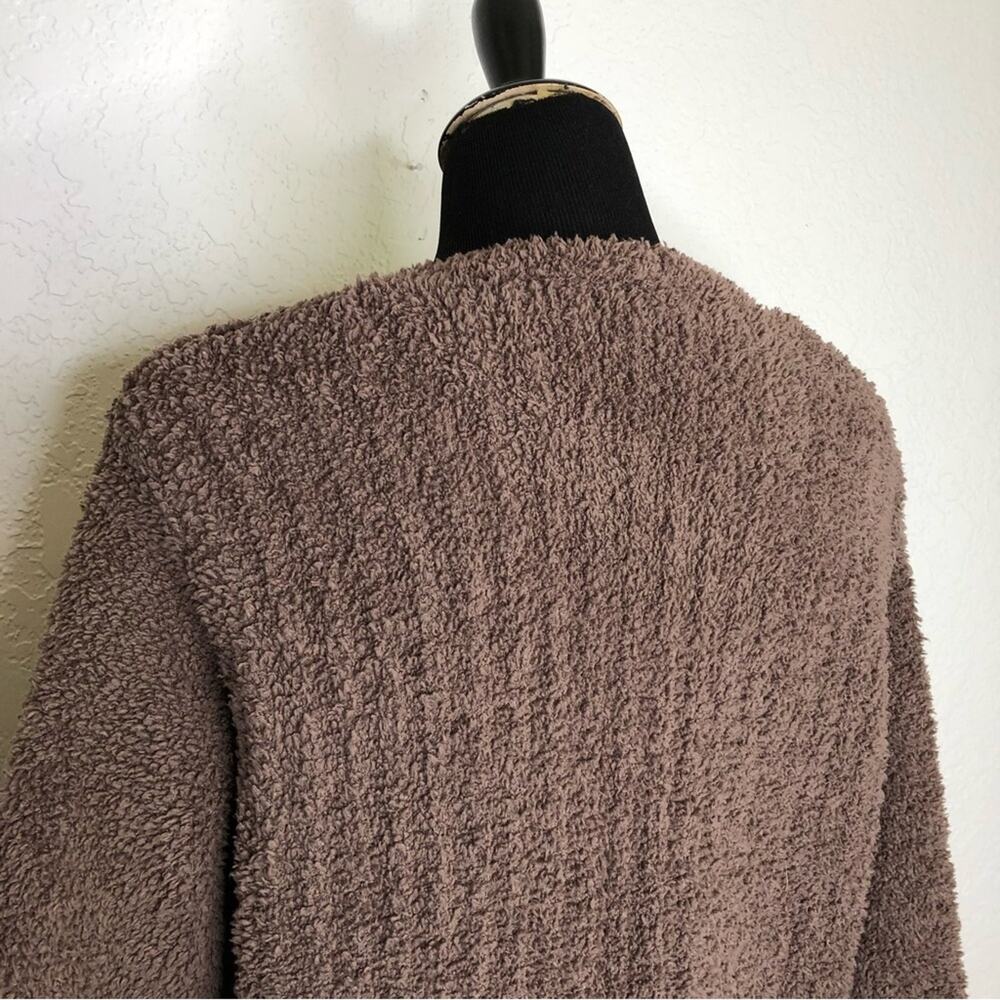Barefoot Dreams mocha brown open front loop trim cardigan size Small - Picture 8 of 14